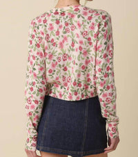 OLIVACEOUS Emilee Floral Cardigan in pink red - women's cardigan - alternate view