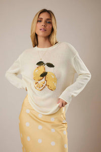 Sunday Edition - Lemon Graphic Sweater