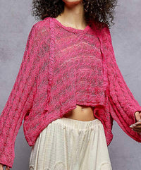Pol - Pointed Solid Pattern V-neck Crop Hoodie