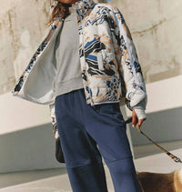 Free People Pippa Polar Bear Graphic Puffer Jacket in white blue - women's jacket