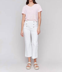 Charlie B - Cropped Pull-on Flare Jeans With Front Buttons