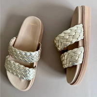 FRANKIE4 Women's Malone Weave Sandal in gold - women's sandal - detail view