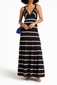Alice + Olivia - Karolina Tiered Stipe Maxi Dress