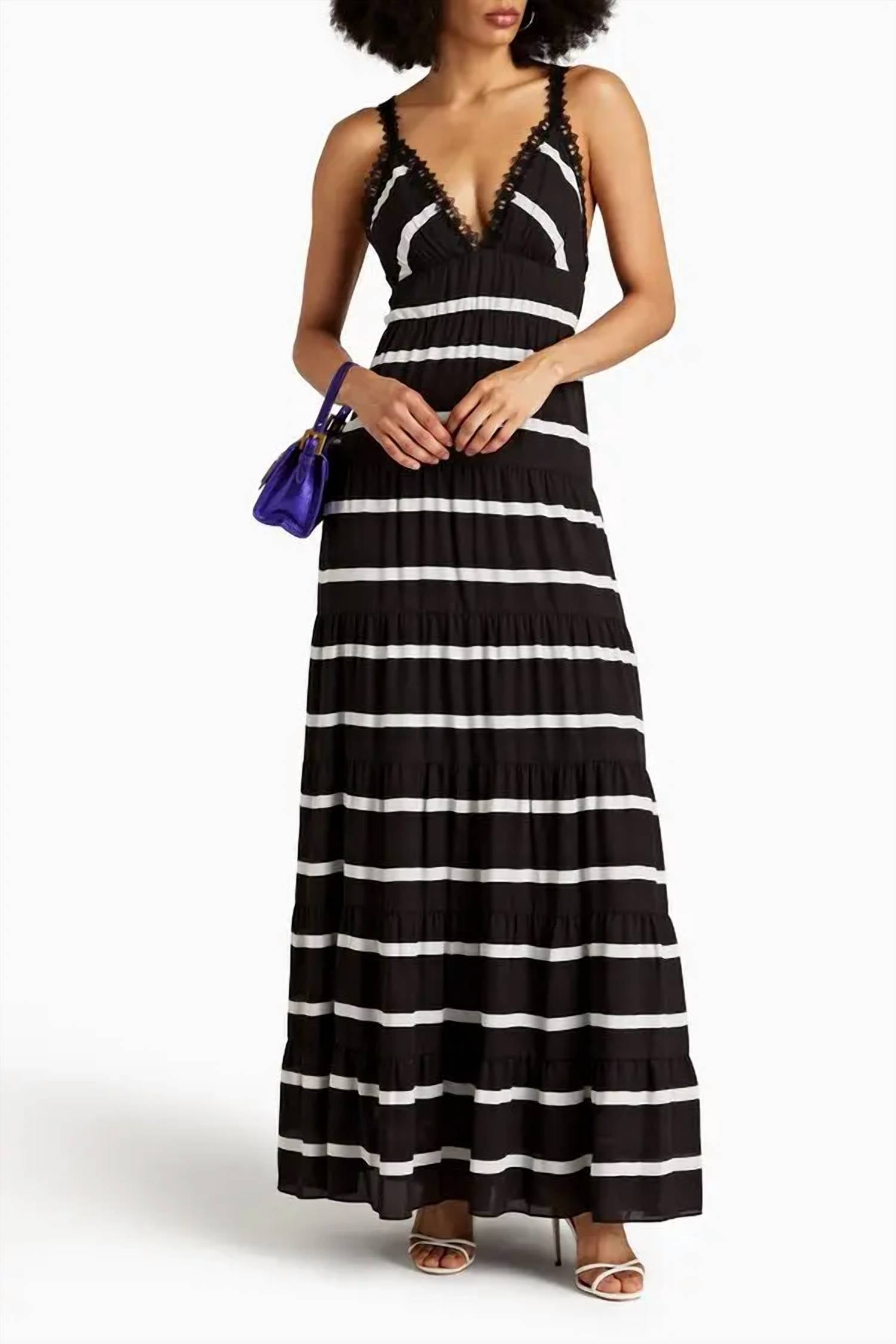 Alice + Olivia - Karolina Tiered Stipe Maxi Dress