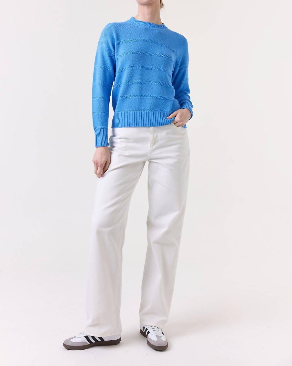 Brodie Cashmere - Tilly Textured Stripe Crew Top