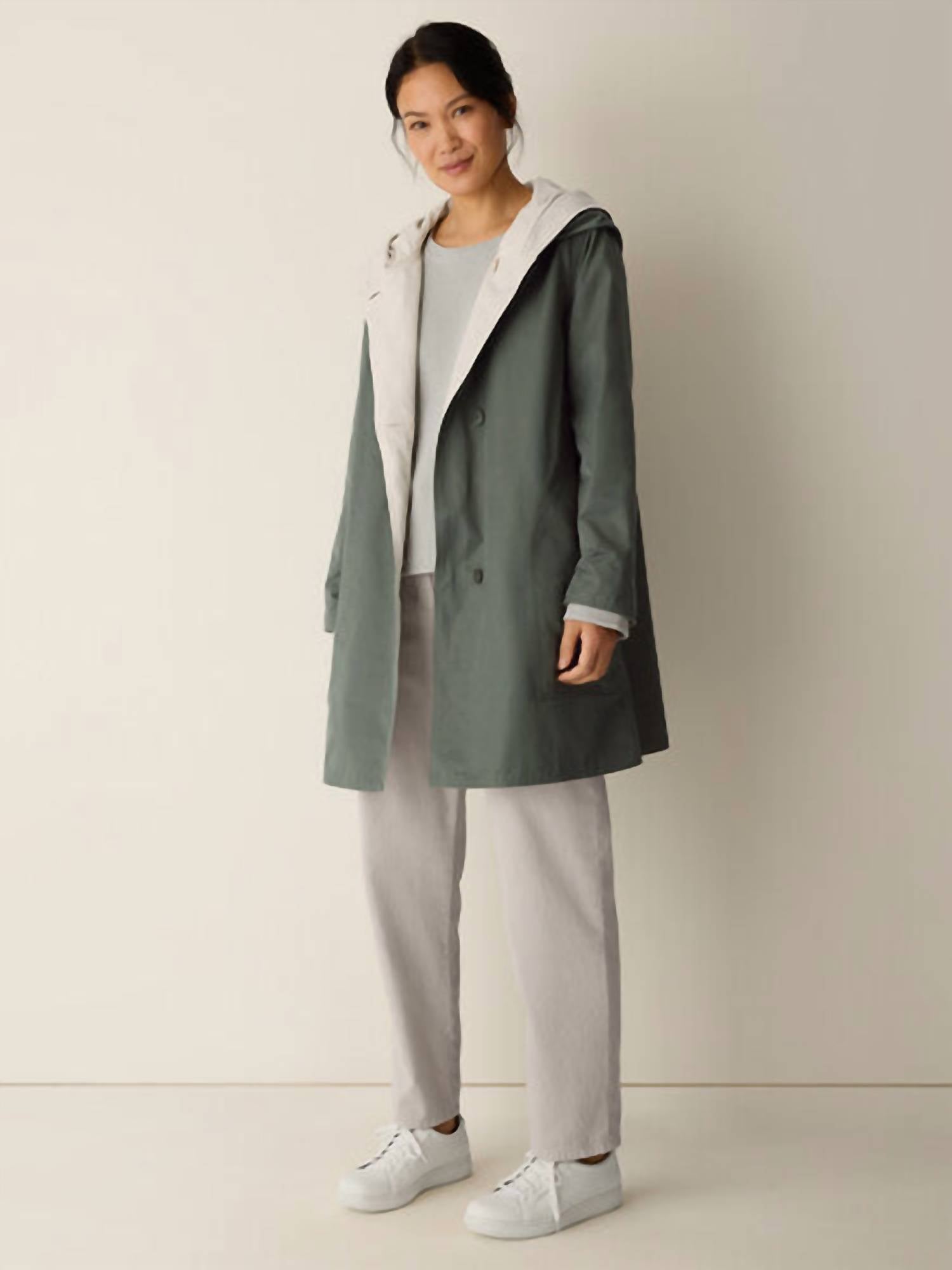 Eileen Fisher - Cotton Nylon Reversible Hooded Coat