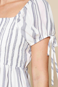 Sugarlips - Baja Striped Puff Sleeve Top