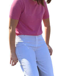 LUCY PARIS Women's Macie Knit Top in pink - women's t-shirt - detail view