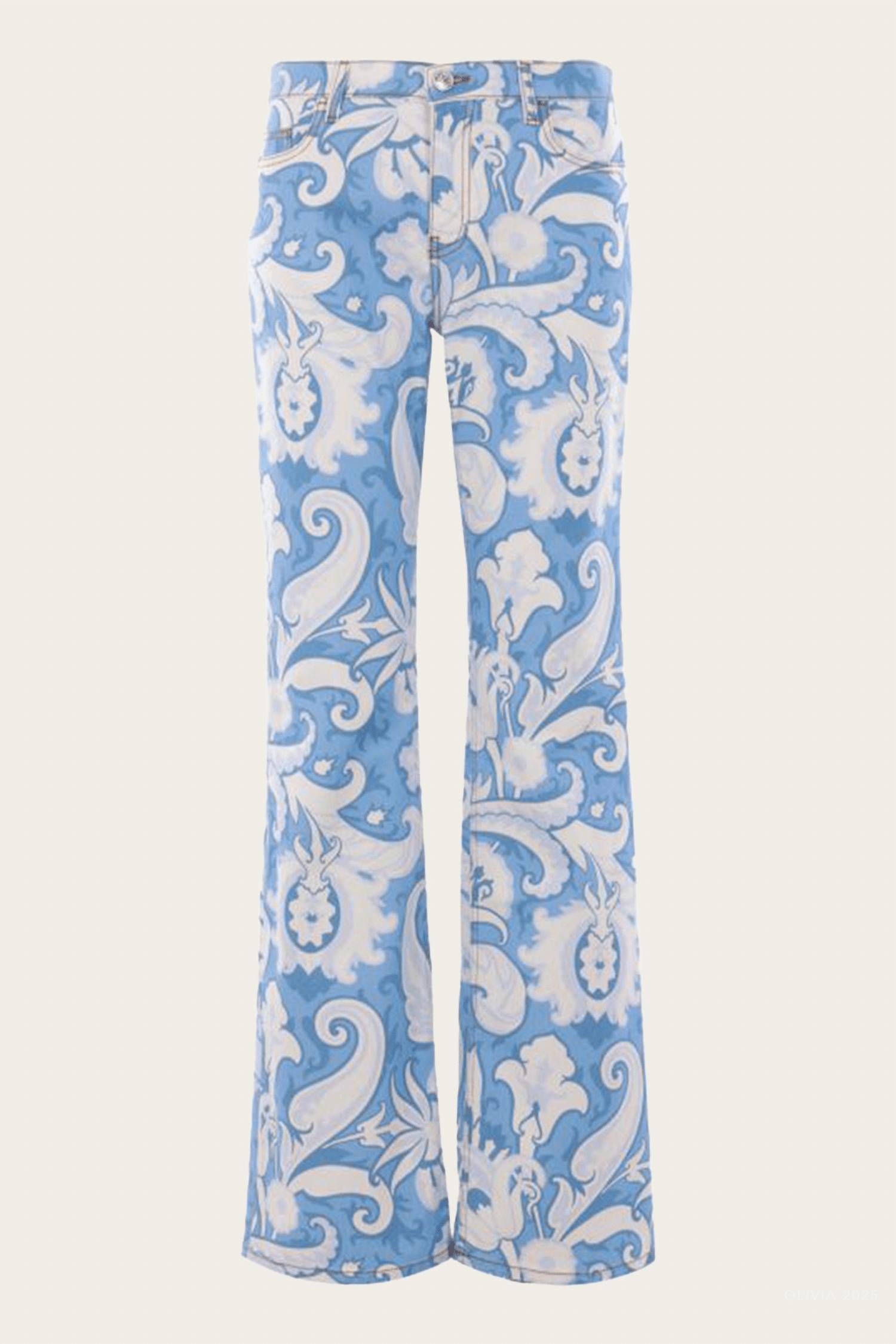 Etro - Printed Denim Straight-leg Jeans