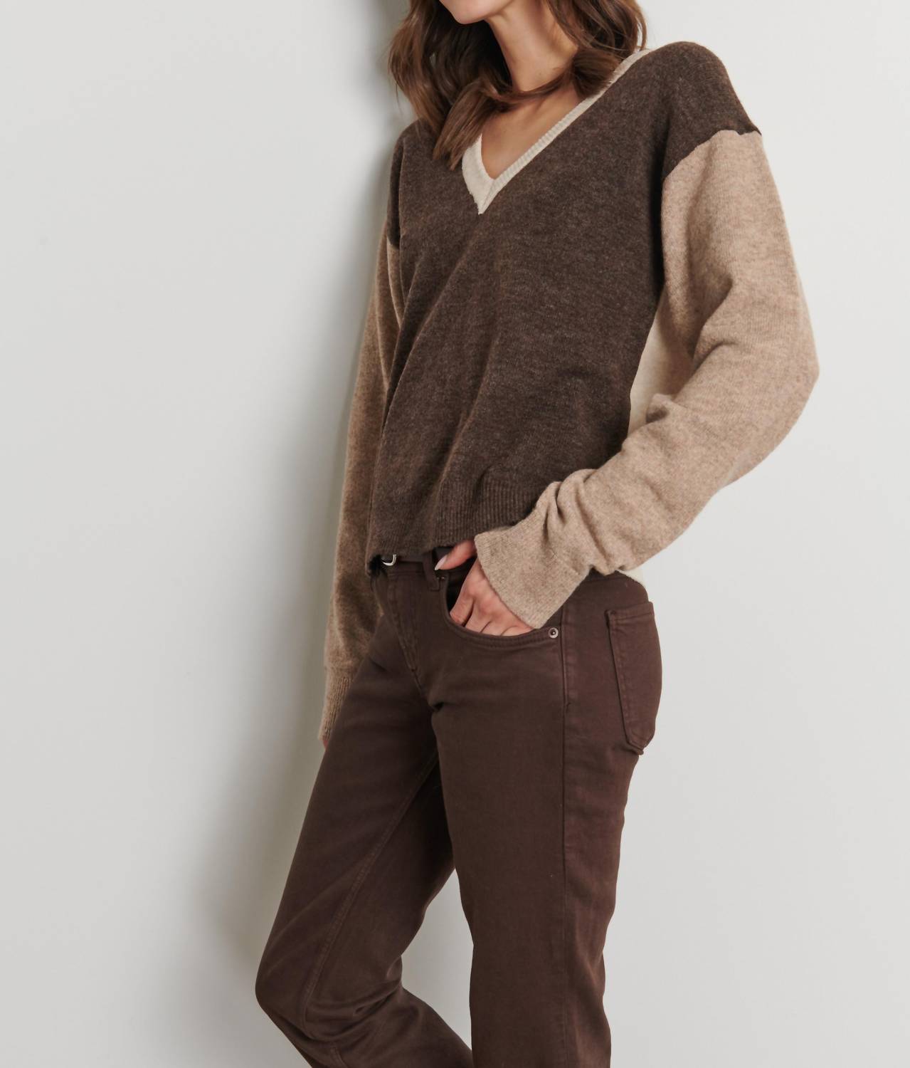 Line - Izzy Tri-color V Neck Top
