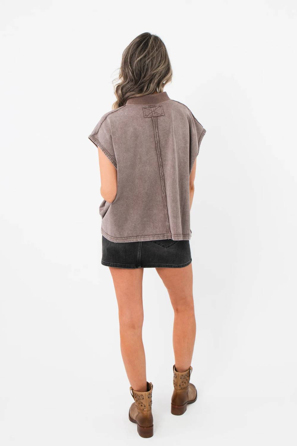 Bucketlist - Double Check Sleeveless Polo Top
