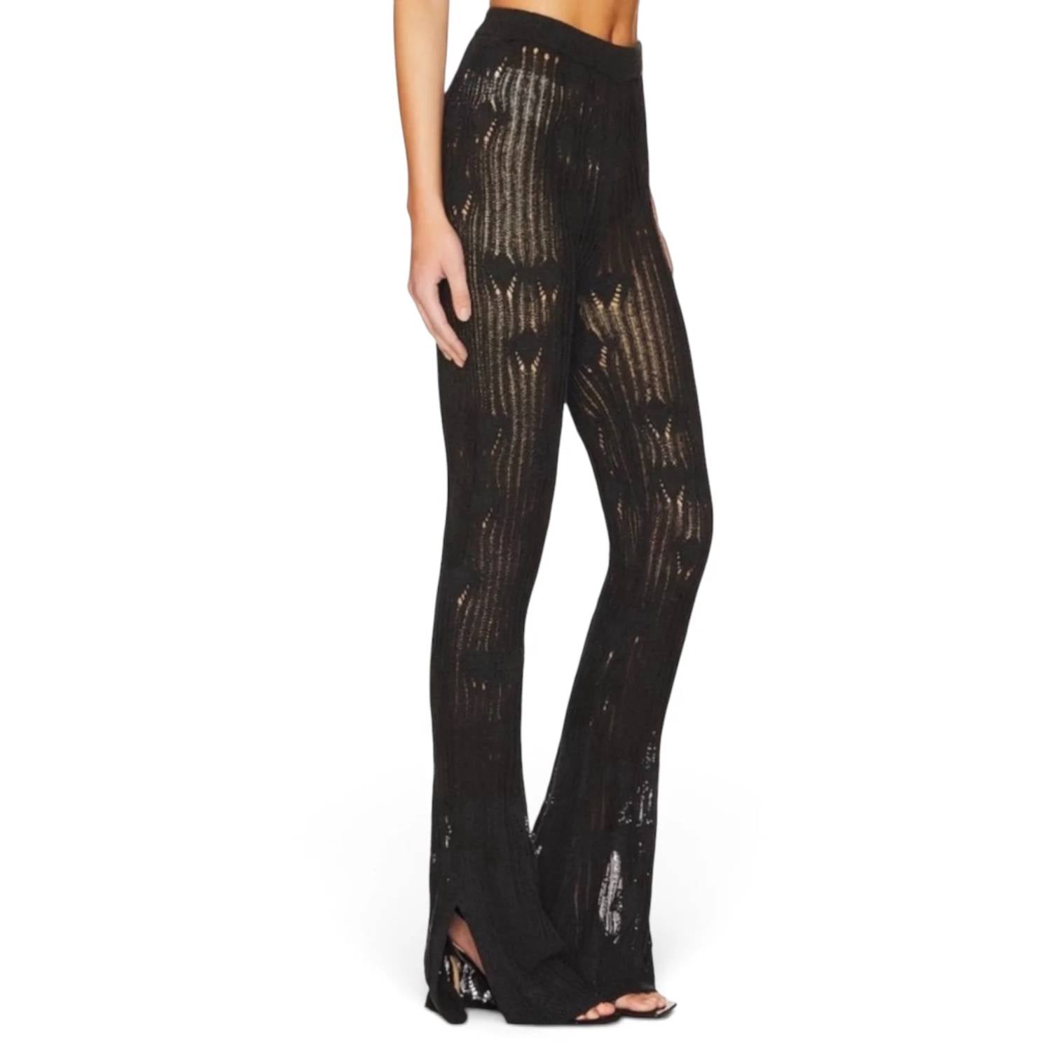 Nbd - Astra Open Knit Sheer Flare Pants