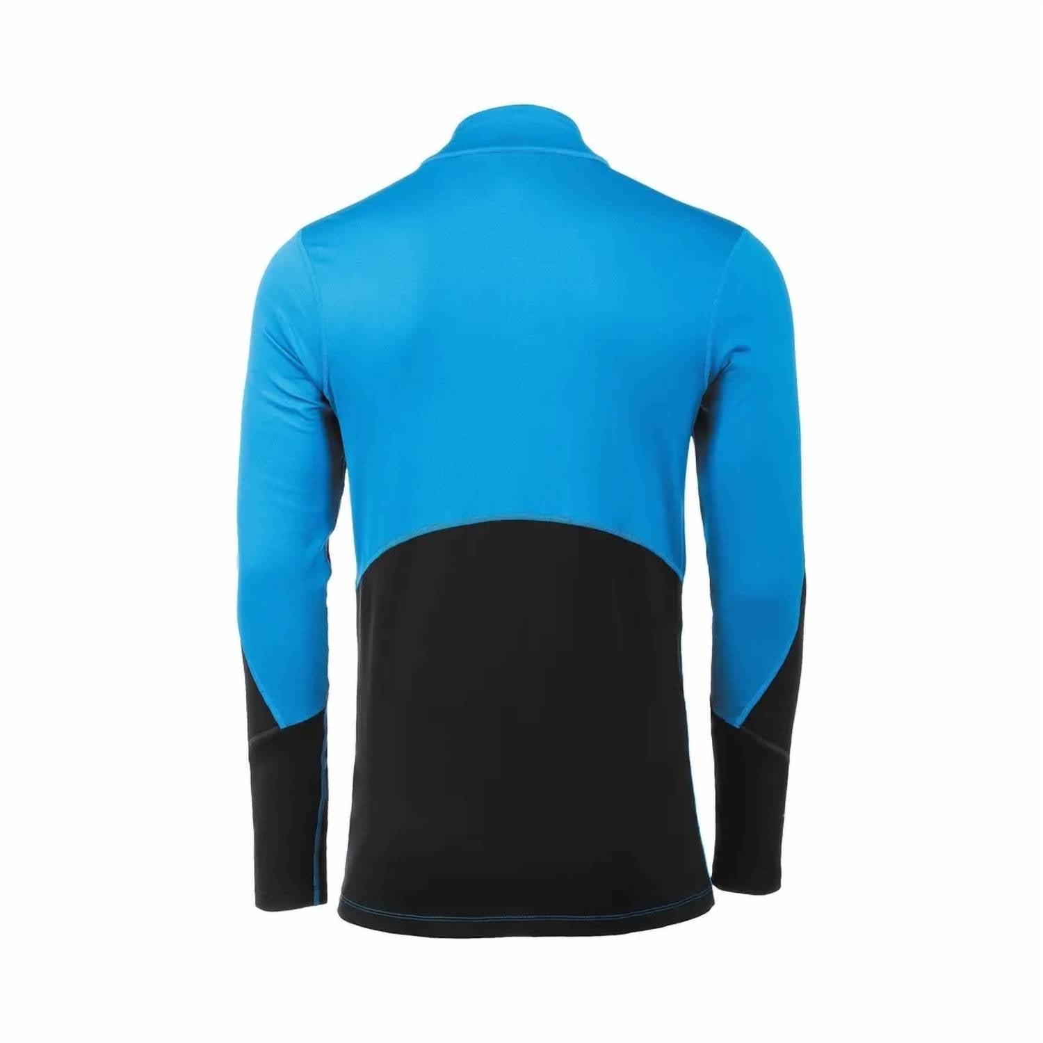 MIZUNO Men's Breath Thermo Half Zip Top in campanula black - men's long sleeve top - detail view