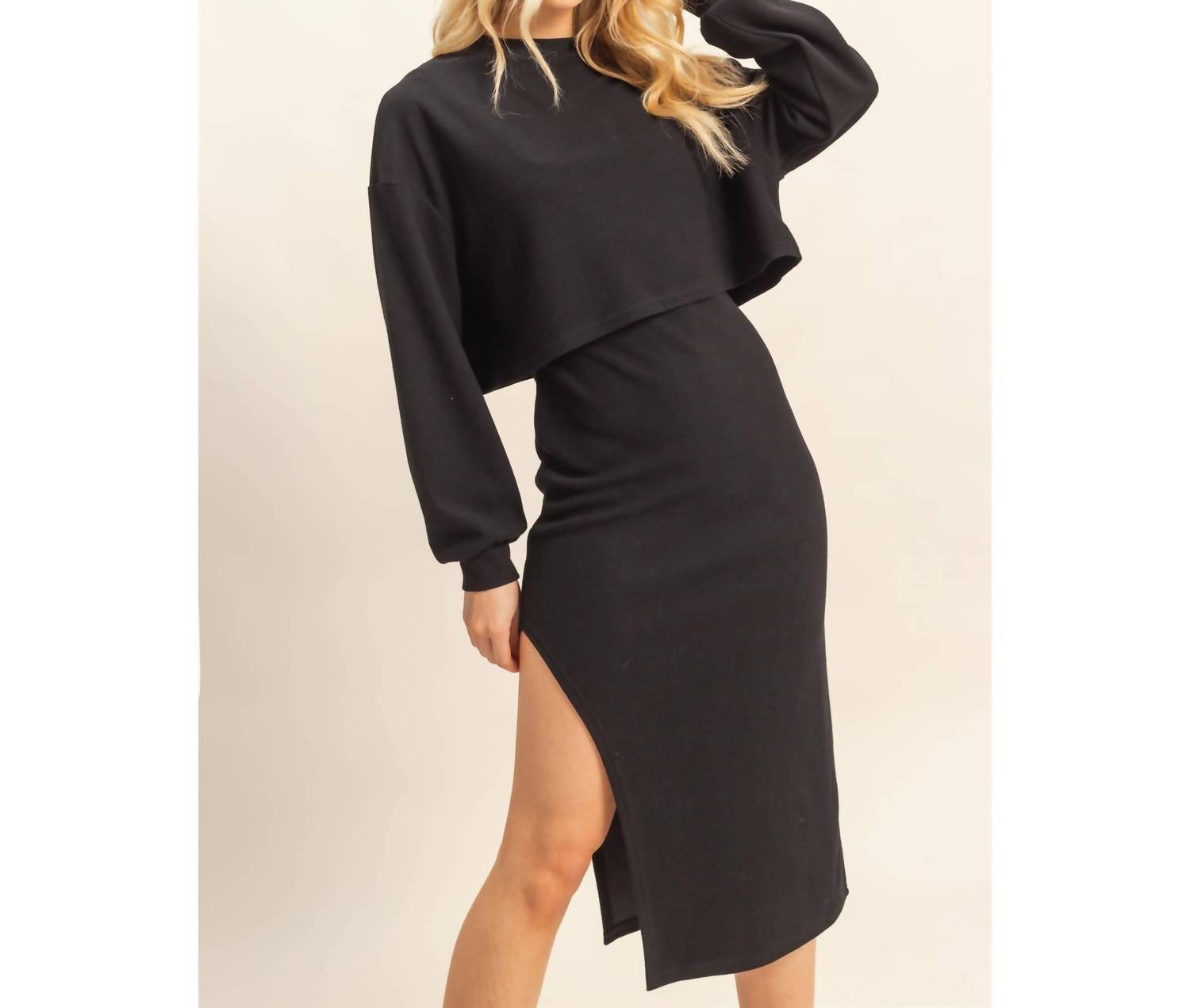 Hyfve - Knit Pullover And Midi Dress Set