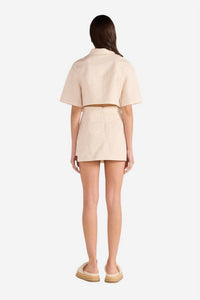 MINKPINK Bonnie Pocket Crop Shirt in beige - women's shirt - detail view