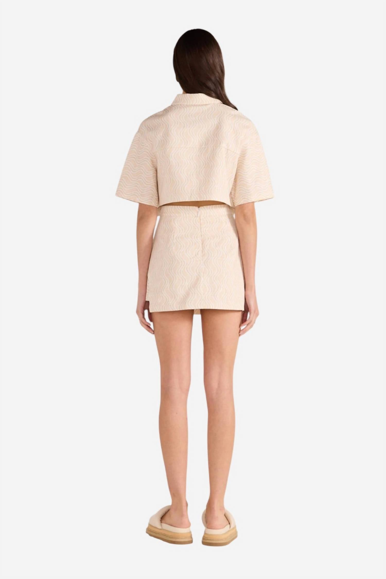 MINKPINK Bonnie Pocket Crop Shirt in beige - women's shirt - detail view