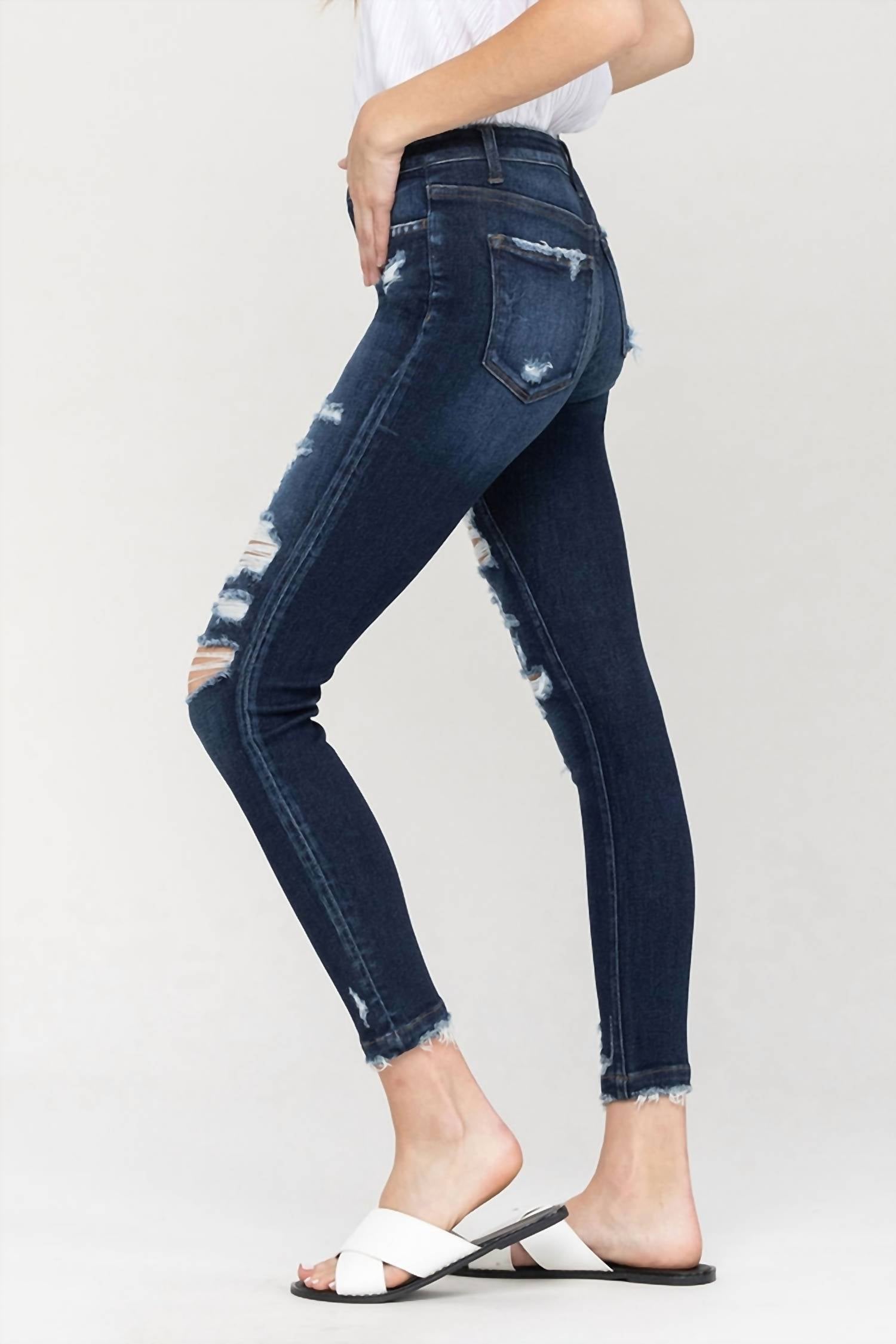 Vervet By Flying Monkey - Haylie High Rise Skinny Distressed Jean