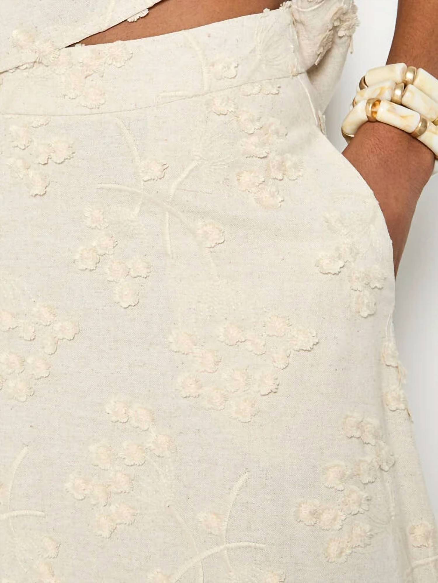 Apricot - Dandelion Embroidered Midaxi Skirt