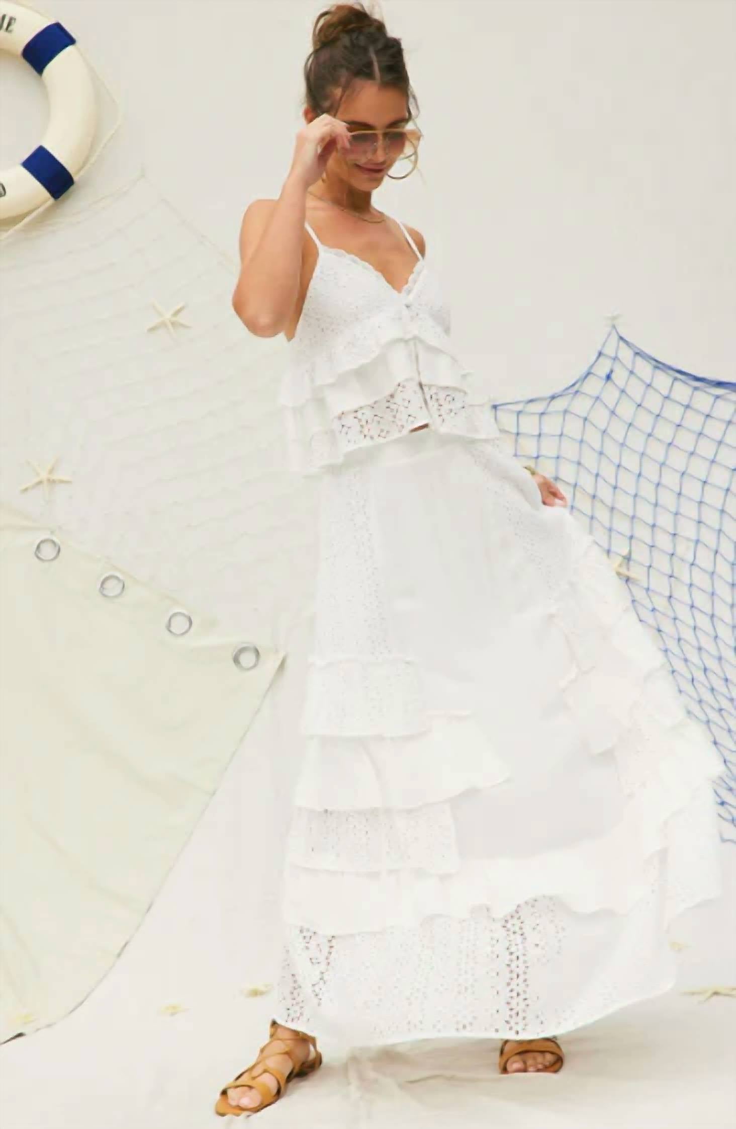 Illa Illa - Eyelet Ruffle Maxi Skirt