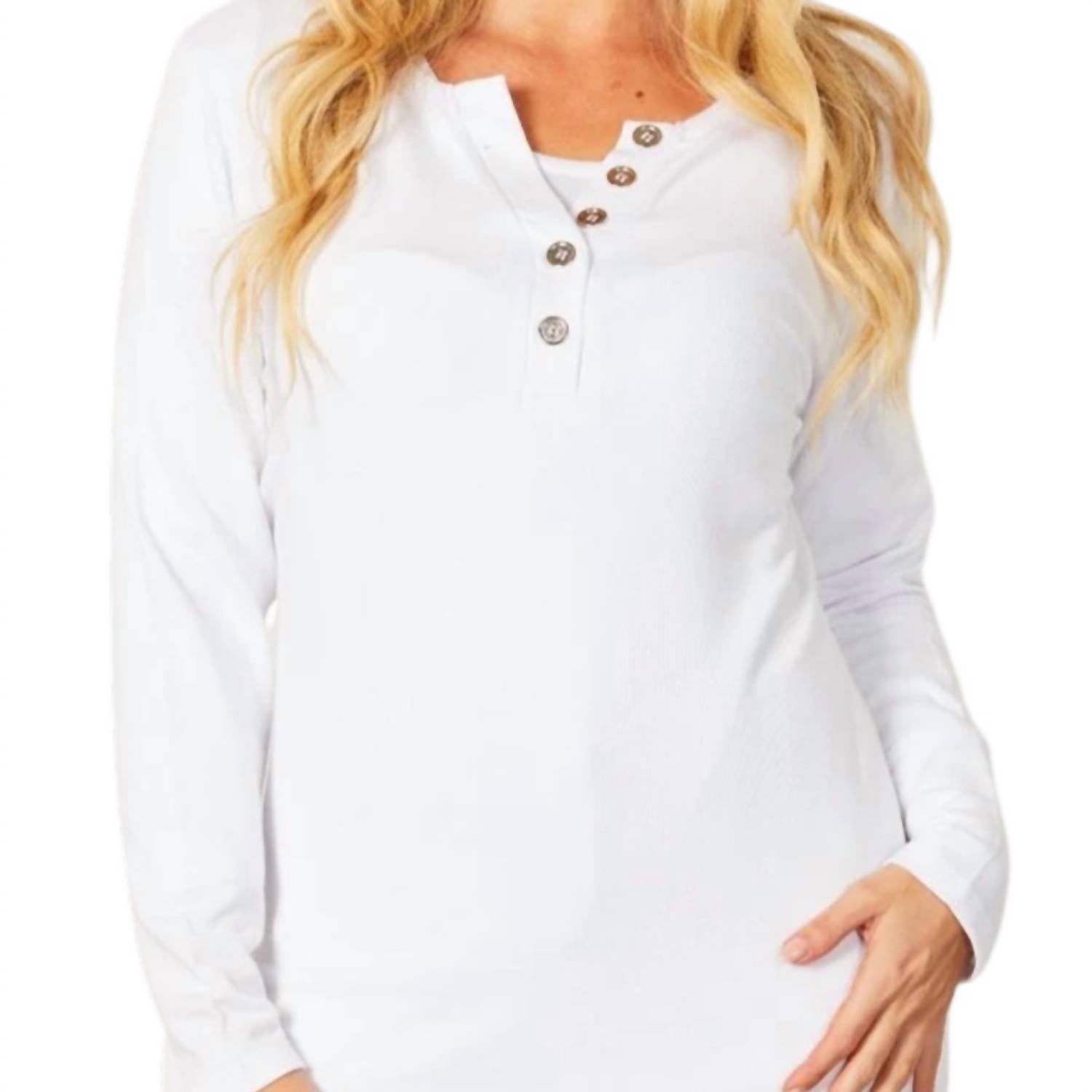 French Kyss - Button Detail Long Sleeve Top
