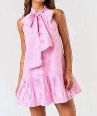Lalavon - Front Bow Sleeveless Mini Dress