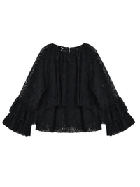 Mat Fashion - Lacey Tiered Long Sleeve Blouse