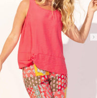 Escape Regatta Rayon Buttonback Top in punch - women's tank top