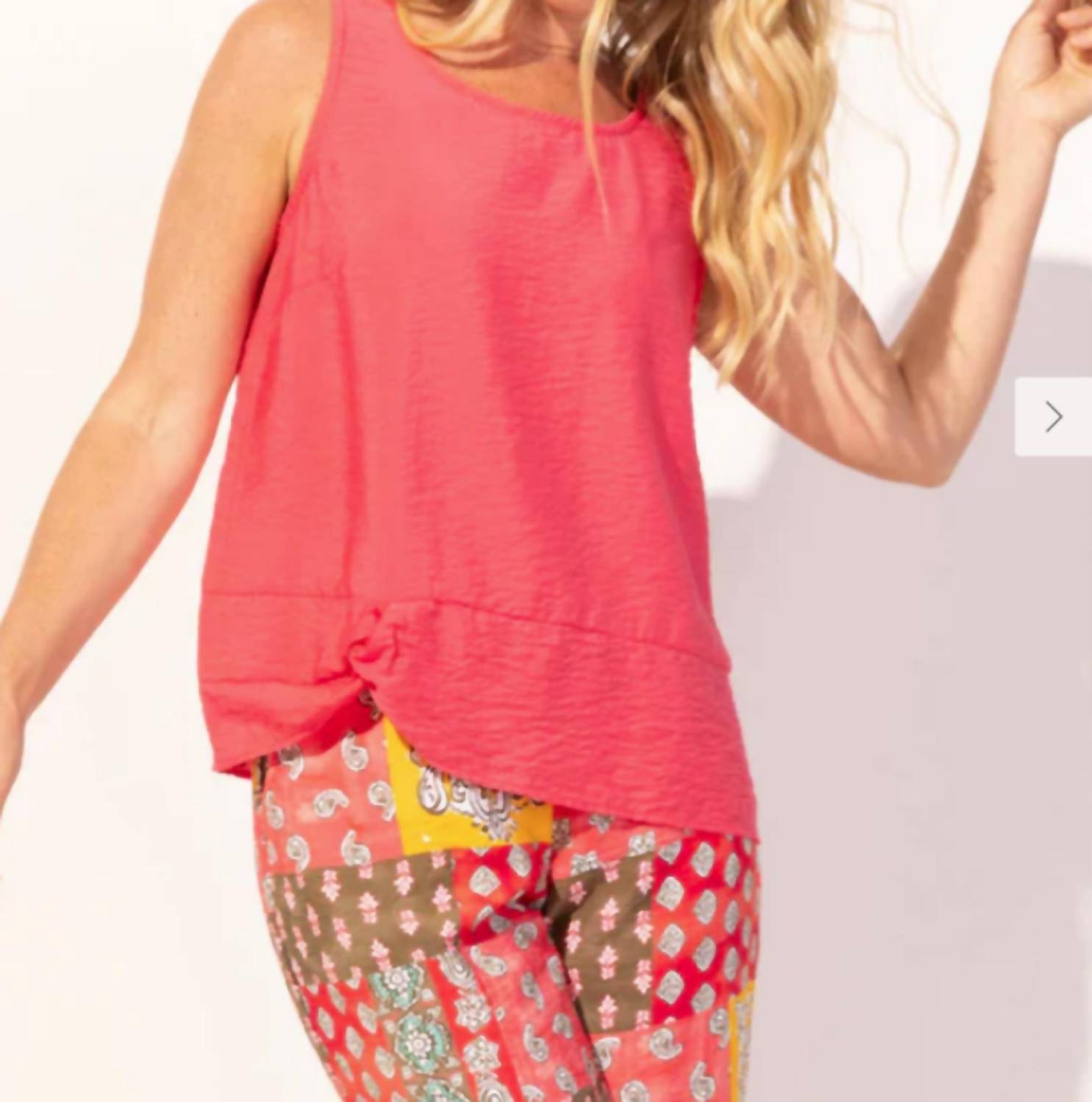 Escape Regatta Rayon Buttonback Top in punch - women's tank top