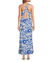 SUGARLIPS Charleston Maxi Dress in blue - women's dress - detail view