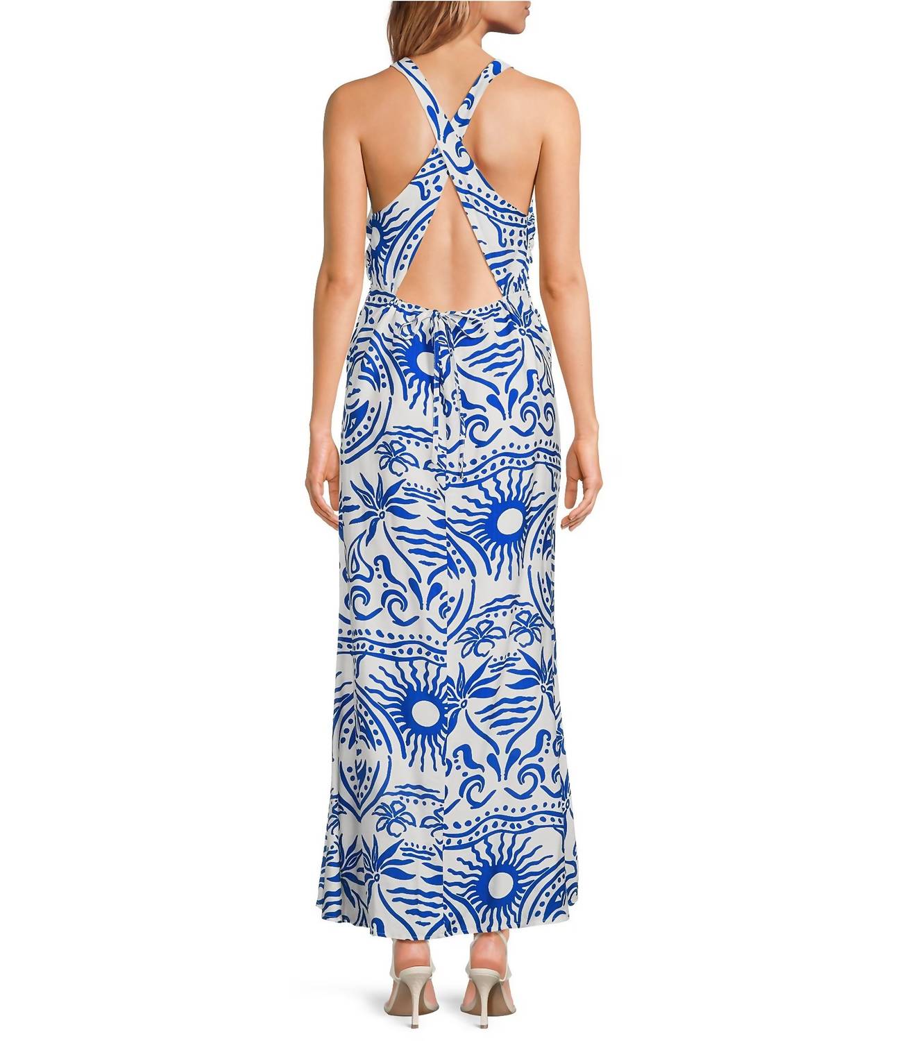 SUGARLIPS Charleston Maxi Dress in blue - women's dress - detail view