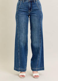Judy Blue Sullivan High Waist Wide Leg Trouser in blue - women's jeans