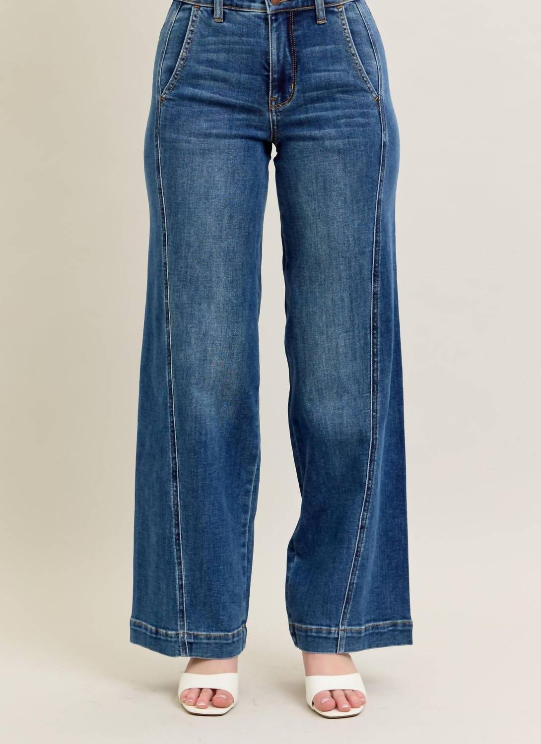 Judy Blue Sullivan High Waist Wide Leg Trouser in blue - women's jeans