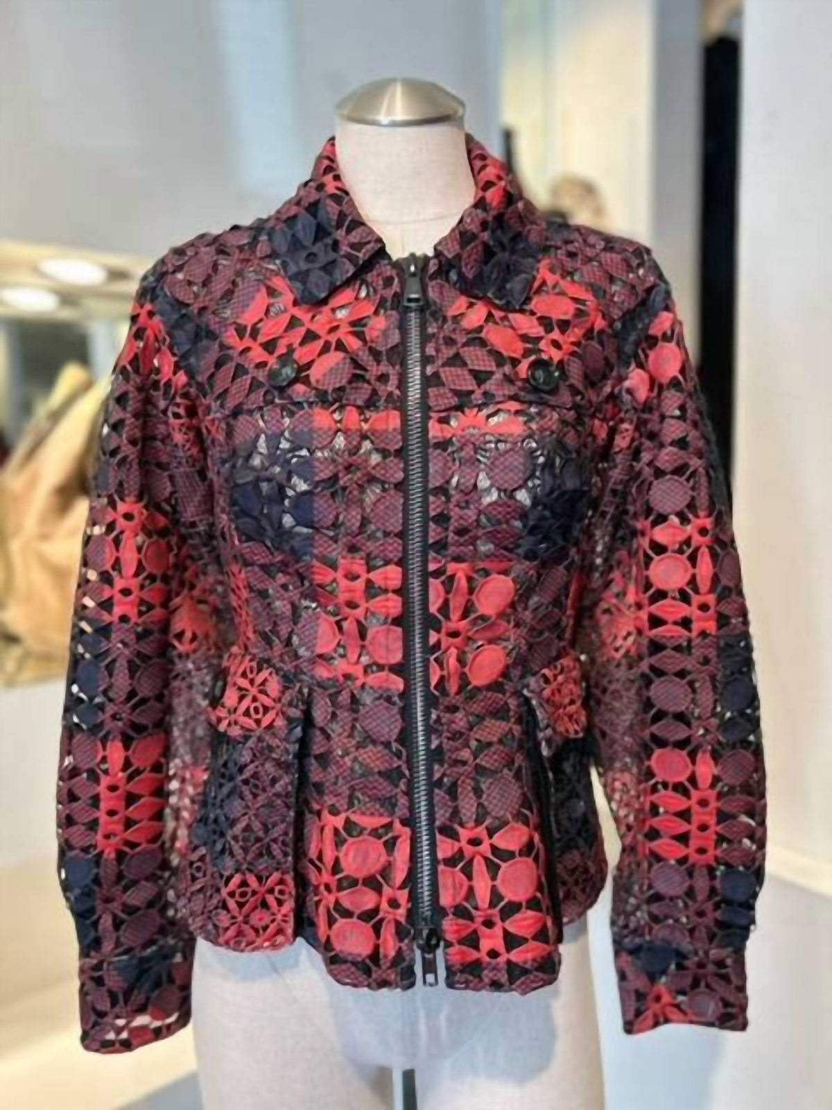 PLAID EYELET JACKET