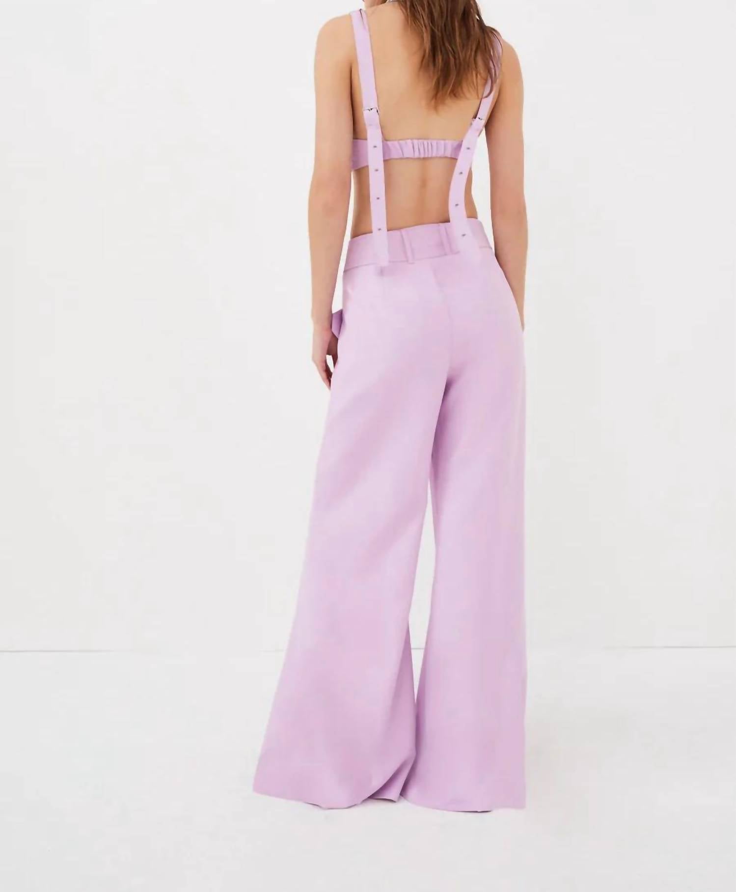 for Love & Lemons Natasha Wide Leg Pant With Belt in purple - women's pants - alternate view