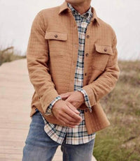 SOUTHERN TIDE Fairwood Quilted Knit Shacket in hazelnut khaki - men's jacket - view 4