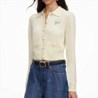 Self-Portrait - Flower Embroidered Knit Cardigan