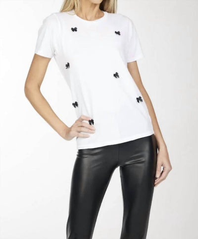 Michael Lauren - HALL Short Sleeves Crew Neck Tee with Bow Trims