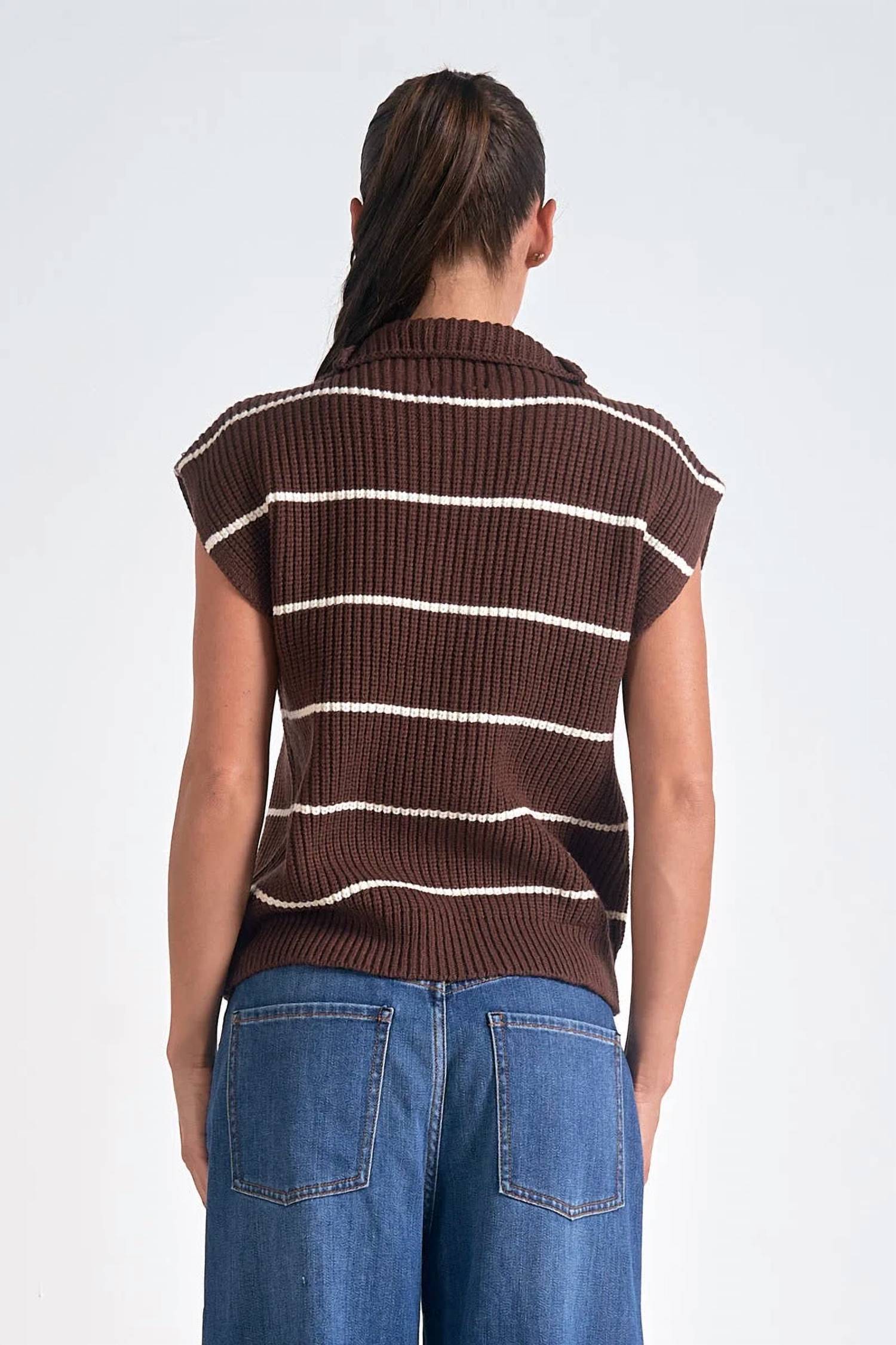 Elan - Stripe Zip Sweater