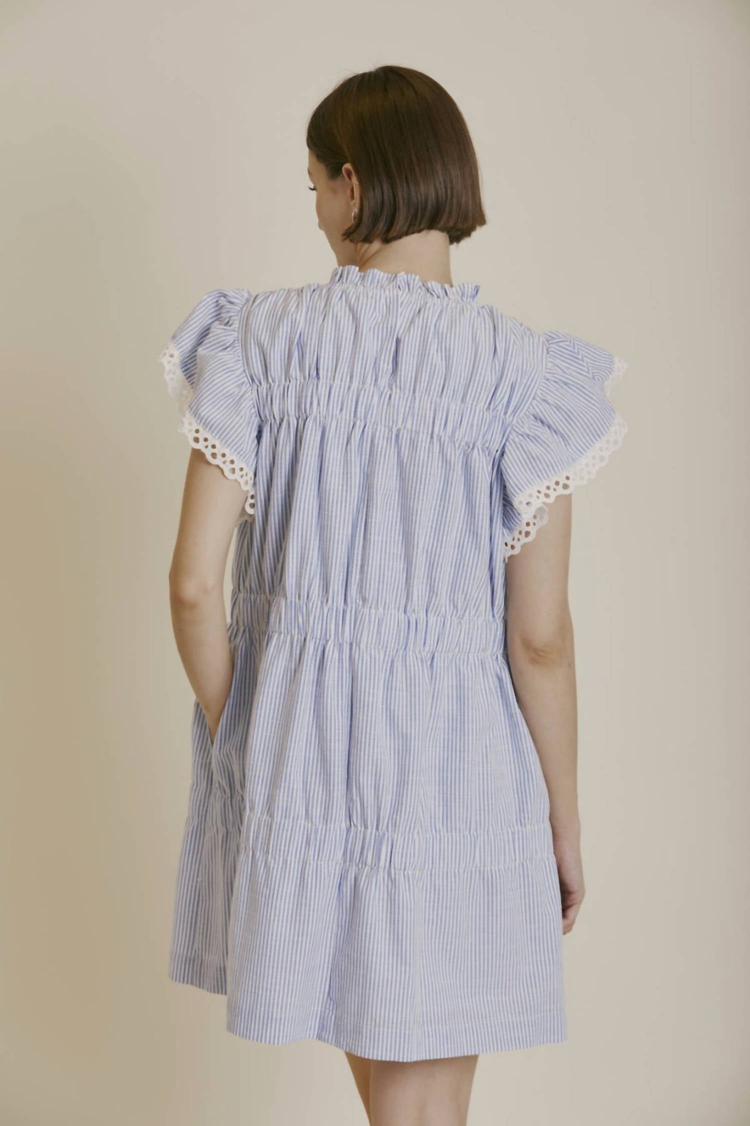 Aureum - Seersucker Lace Mini Dress