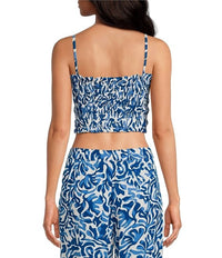 ELAN Smock Crop Top in blue coralina - women's shirt - detail view
