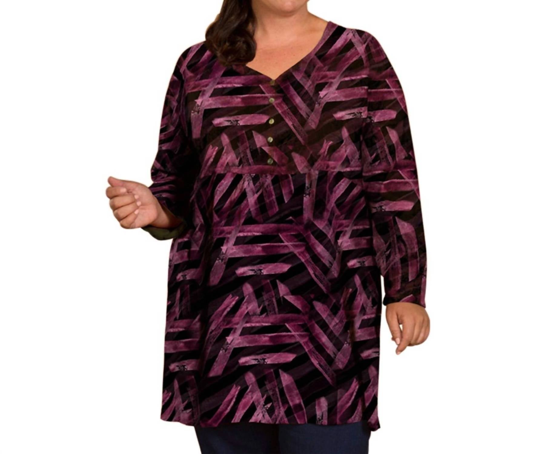 On The Plus Side - Des Fleurs Babydoll Long Sleeve Top - Plus