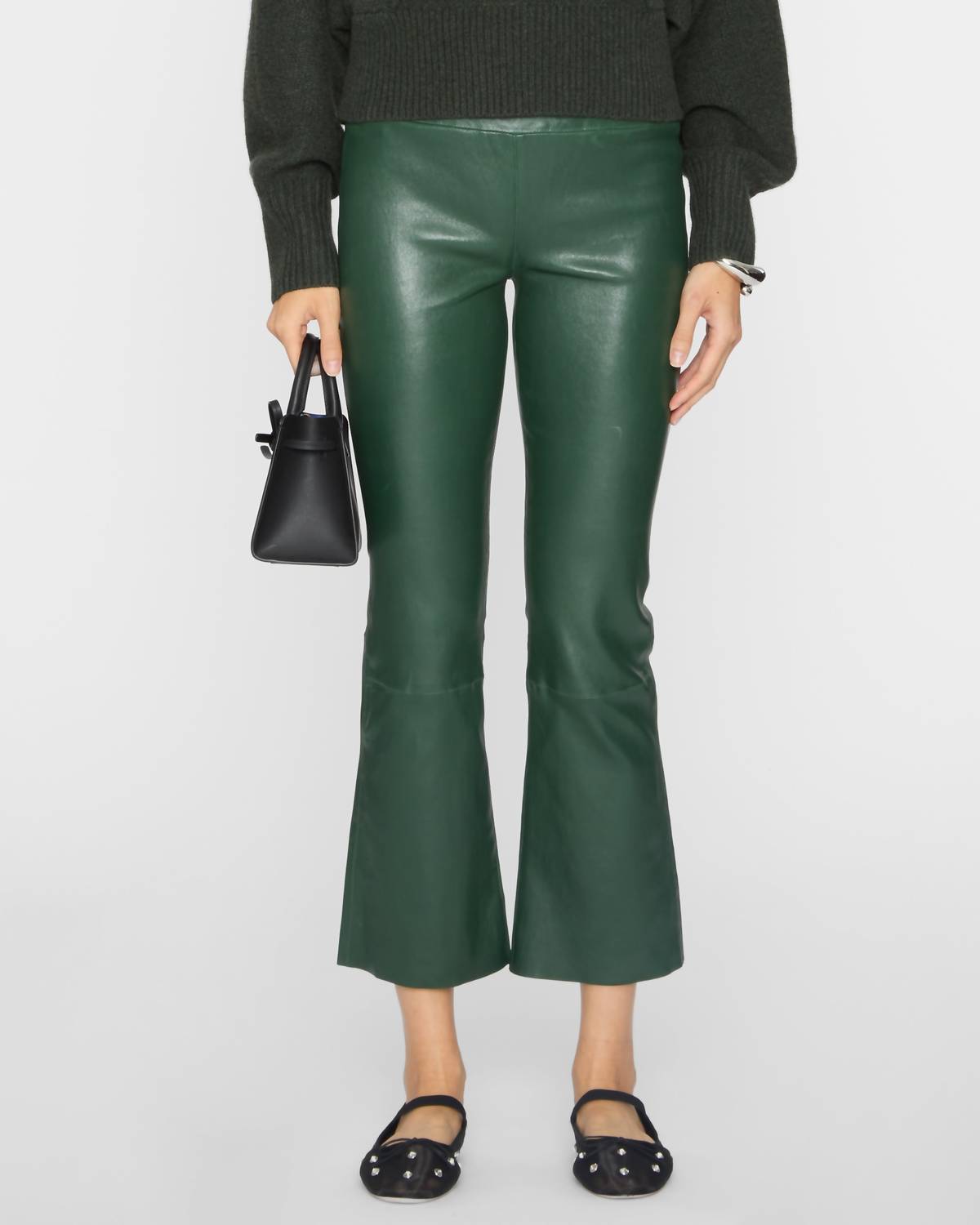 Sprwmn - Leather Crop Flare Leggings