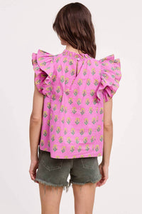 Ultramarine - Floral Cluster Ruffle Blouse