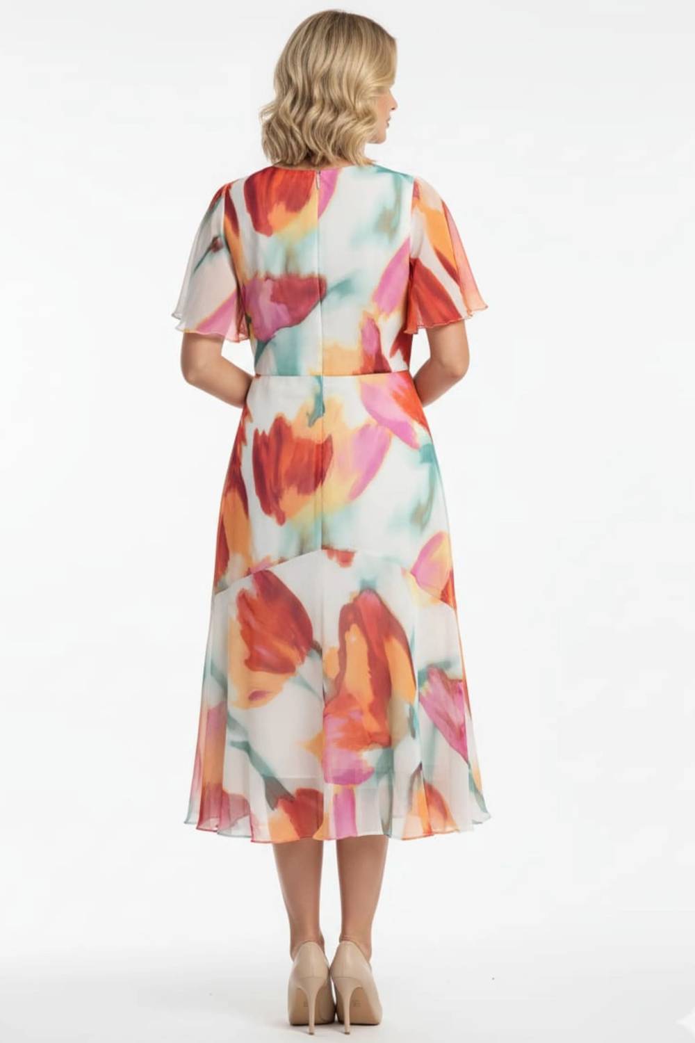 Maggy London - Floral Chiffon Midi Dress