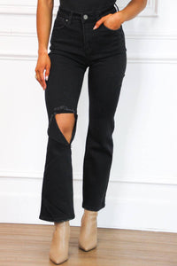 Risen - Distressed Straight Leg Jeans