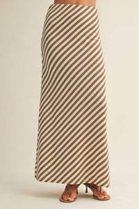 Mustard Seed - Diagonal Striped Knitted Skirt