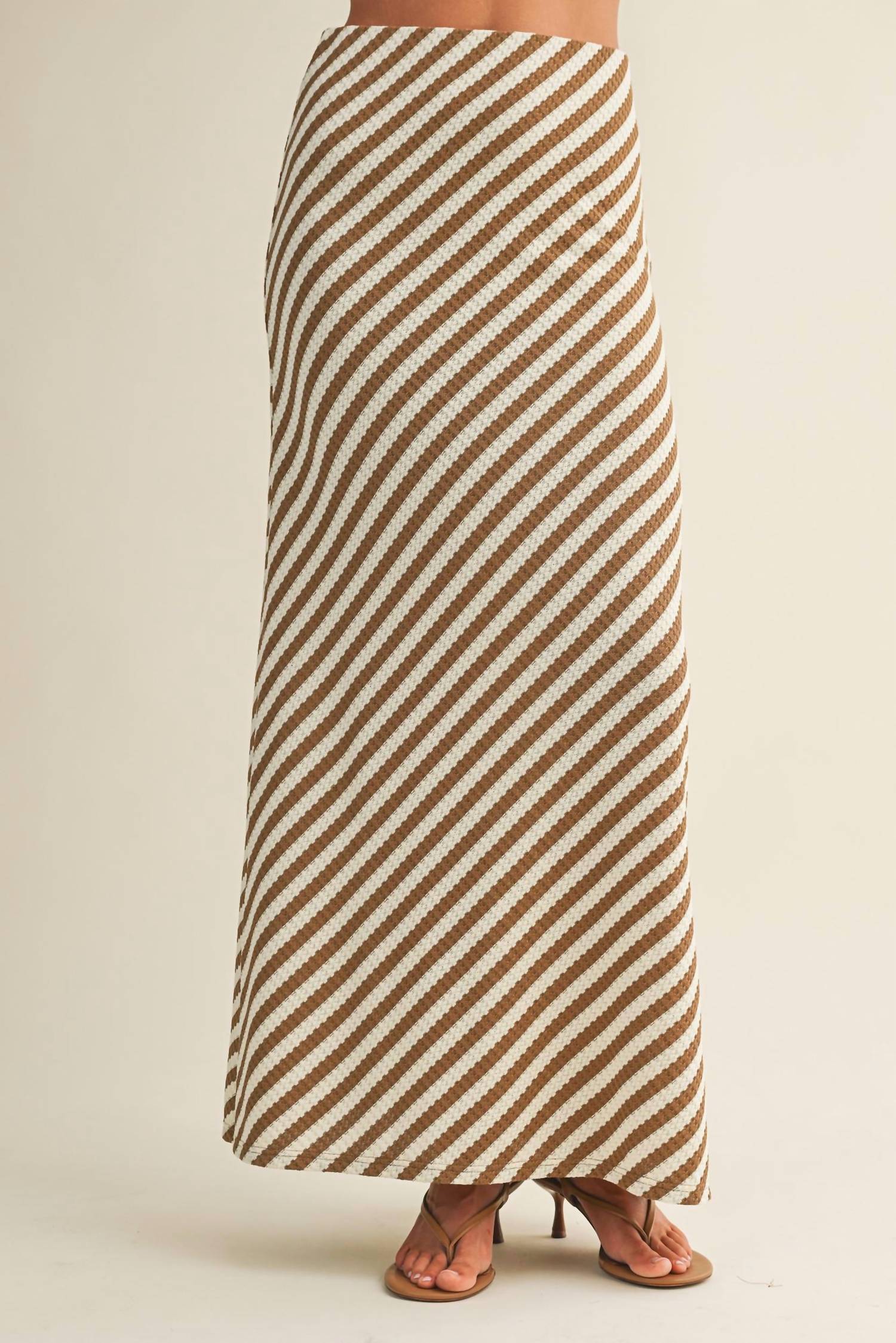 Mustard Seed - Diagonal Striped Knitted Skirt