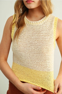 Miou Muse - Color Blocked Sleeveless Knitted Top