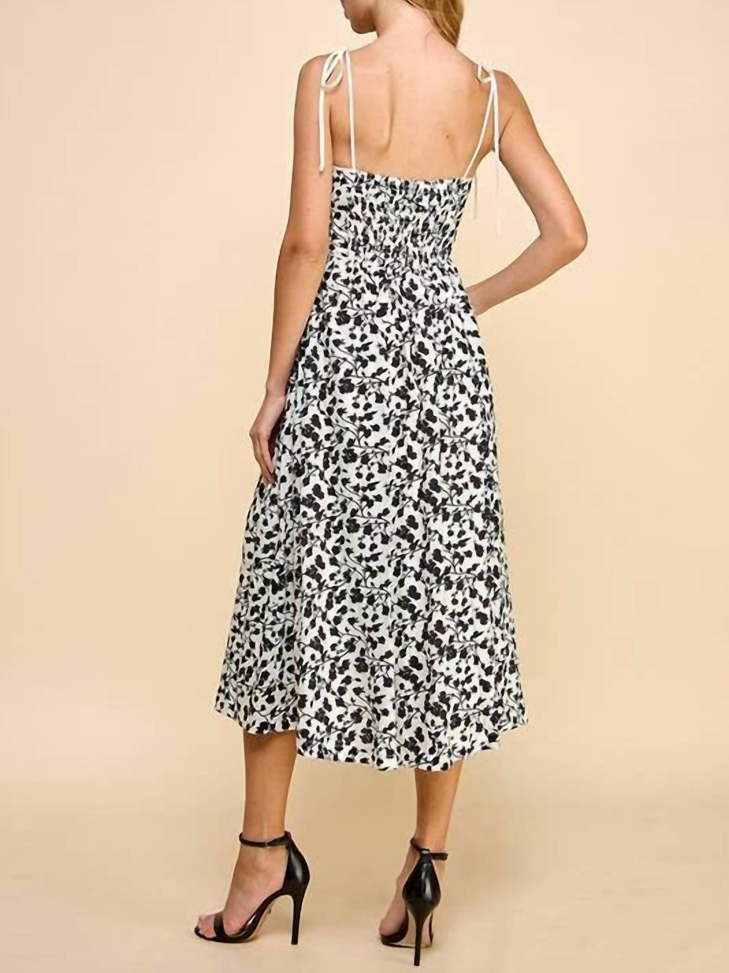 Tcec - Floral Print Scoop Neckline Midi Dress