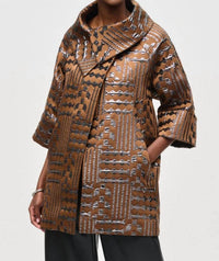 Joseph Ribkoff - Geometric Jacquard Cocoon Coat Jacket